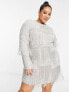 Фото #4 товара ASOS DESIGN Curve all over embellished panelled fringe mini in silver