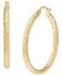 ფოტო #3 პროდუქტის Textured Hoop Earrings in 14k Gold, 1 3/8 inch