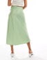 Фото #5 товара YAS satin midi skirt in light green - LGREEN