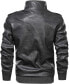 Фото #2 товара KEFITEVD Men's Faux Leather Biker Jacket, Winter Army Jacket with Stand-Up Collar, Vintage PU Leather, Casual Aviator / Motorcycle Jacket