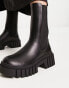 Фото #6 товара New Look chunky calf flat boots with extreme cleated sole in black