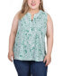 ფოტო #1 პროდუქტის Plus Size Sleeveless Pintucked Blouse