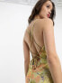 Фото #3 товара Reclaimed Vintage midi cami dress in green floral print with open tie back