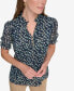 Women's Ruffled-Neck Ditsy Floral Blouse