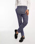 Фото #1 товара ASOS DESIGN wedding super skinny wool mix suit trousers in dark blue puppytooth