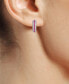 ფოტო #2 პროდუქტის Sapphire (5/8 ct. t.w.) & Diamond (1/4 ct. t.w.) Small Hoop Earrings in Sterling Silver, 0.67"