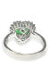 ფოტო #3 პროდუქტის Suzy Levian Sterling Silver Cubic Zirconia Green Heart Halo Ring