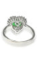 Suzy Levian Sterling Silver Cubic Zirconia Green Heart Halo Ring