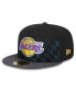 Фото #3 товара Men's Black Los Angeles Lakers 2024 NBA All-Star Game Rally Drive Checkerboard 59FIFTY Crown Fitted Hat