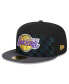 Men's Black Los Angeles Lakers 2024 NBA All-Star Game Rally Drive Checkerboard 59FIFTY Crown Fitted Hat