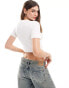 ONLY ribbed cross front crop top in cream Белый, XL - EU 42 - фото #4