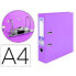 LIDERPAPEL Lever arch file A4 documents PVC lined with rado spine 75 mm lilac metal compressor