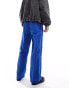 Фото #4 товара ASOS DESIGN baggy nylon track pants in blue with white piping