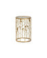 Фото #2 товара Anaya Modern and Contemporary Glam 23.6" Brushed Finished Metal and Glass Leaf Accent End Table