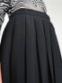 ASOS DESIGN knee length pleated midi skirt in black