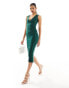 Фото #4 товара Vesper exclusive bow tie detail bodycon midaxi dress in forest green