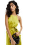 Фото #5 товара Style Cheat halterneck cami midi dress with tie waist lime