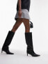 Фото #4 товара Topshop Tara premium leather knee high heeled boots in black