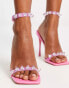 Фото #4 товара Public Desire Wide Fit Sydney tie ankle sandals with clear embellishment in pink