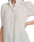 Women's Charmeuse Puff-Sleeve Stand-Collar Top