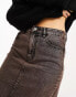 Фото #4 товара Stradivarius stretch denim midi skirt in brown