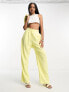 ASOS DESIGN Tall inverted pleat wide leg suit trouser with linen in lemon