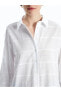 LCW Vision Kendinden Desenli Uzun Kollu Oversize Kadın Gömlek