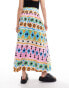 Фото #3 товара ASOS DESIGN dropped waist cotton poplin maxi skirt in print