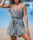 ფოტო #3 პროდუქტის Women's Blue Paisley Sleeveless Wide Leg Romper