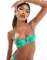 South Beach shiny abstract print underwire bikini top in green grün, 36 - фото #1