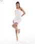 Фото #1 товара ASOS DESIGN bandeau mini dress with swirl diamante trim detail in white