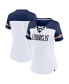 Women's White Denver Broncos Dueling Slant V-Neck Lace-Up T-shirt
