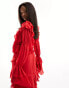 Фото #4 товара Daska long sleeve ruffle blouse co-ord in red