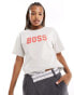 BOSS bold logo t-shirt in off white Schneeweiß, L - фото #2