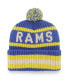 Фото #2 товара Men's Royal Los Angeles Rams Bering Cuffed Knit Hat with Pom