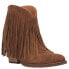 Dingo Tangles Fringe Embroidery Pointed Toe Pull On Booties Womens Brown Casual