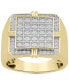 ფოტო #1 პროდუქტის Men's Diamond Square Cluster Ring (1/2 ct. t.w.) in Sterling Silver & 14k Gold-Plate
