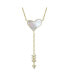 Фото #1 товара 14k Gold Plated with Cubic Zirconia & Mother of Pearl Cupida€s Arrow Heart Y-Necklace