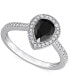 Фото #1 товара Black Diamond (1 ct. t.w.) & White Diamond (1/4 ct. t.w.) Pear-Cut Halo Engagement Ring in 14k White Gold