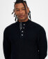 Фото #3 товара Men's Faux-Leather-Trim Mock-Neck Sweater, Created for Macy's