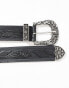 Фото #3 товара ASOS DESIGN embossed leather belt with western buckle in black