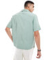 ASOS DESIGN short sleeve relaxed fit revere collar textured shirt in sage green Зеленый, 2XL - Chest 46-48 - фото #2