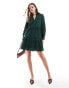 Фото #1 товара YAS broderie mini smock dress in deep green - DGREEN