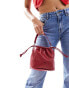 PASQ soft drawstring bucket bag in burgundy