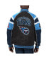 ფოტო #2 პროდუქტის Men's Black Tennessee Titans Faux Suede Raglan Full-Zip Varsity Jacket