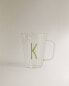 Borosilicate mug with initial k