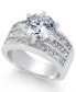 ფოტო #1 პროდუქტის Crystal Triple-Row Ring in Fine Silver Plate or Gold Plate, Created for Macy's