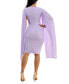Фото #5 товара Pleated Cape-Sleeve Fitted Midi Dress