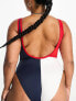 Tommy Jeans plus archive runway swimsuit in navy and red