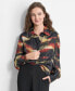 Women's Abstract-Print Shimmering Long-Sleeve Blouse